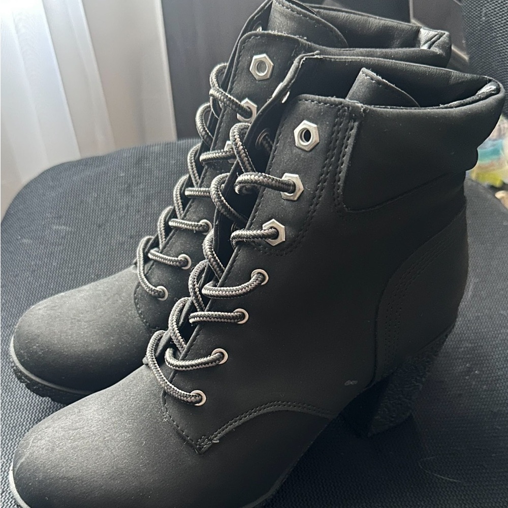 Women's Black Lace-Up Ankle Boots